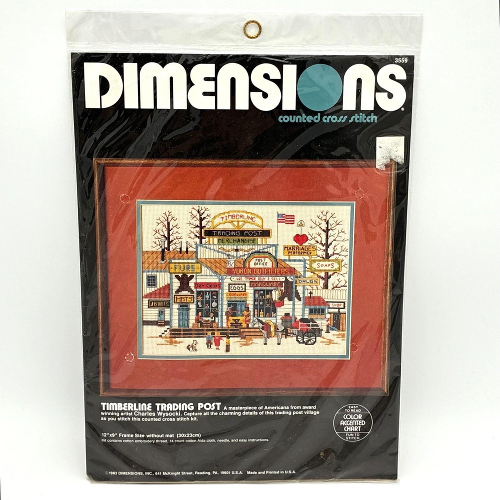 Dimensions Timberline Trading Post Cross Stitch Kit Charles Wysocki 3559 Vtg New